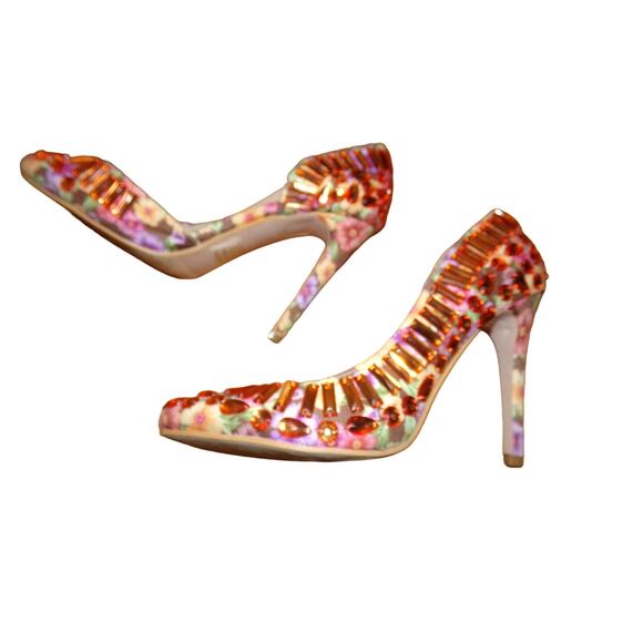 Chase + Chloe Maui 1 Bedazzled stiletto D'Orsay heels7 1/2 M 4" heel - Picture 4 of 6